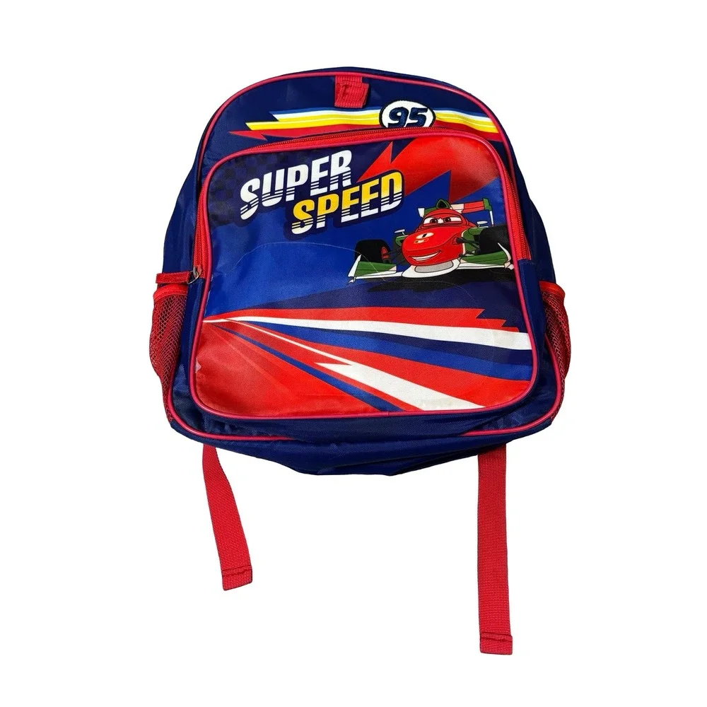 Disney Cars Lightning McQueen Super Speed 95 Blue Kids Backpack 15in Polyester